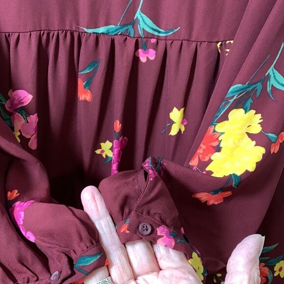 Old Navy size large BoHo floral burgundy dress NWT - Picture 8 of 11